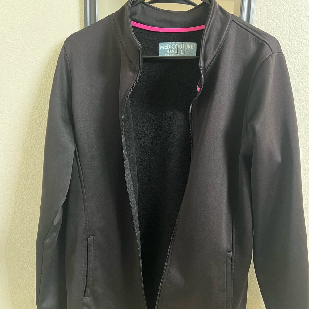 Med Couture Black  Performance Fleece Jacket with Pink Lining
